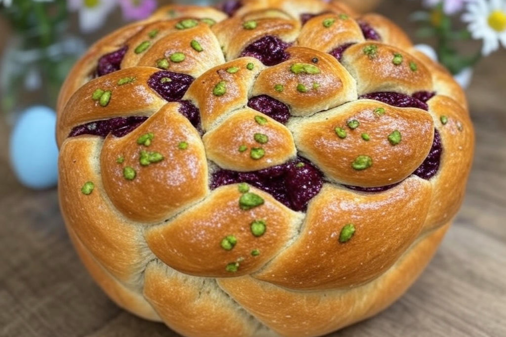 Braided Easter Bread with Pistachio and Cranberry Filling: A Festive Delight 2 Braided Easter Bread with Pistachio and Cranberry Filling