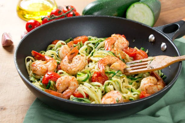 Keto Zucchini Noodles with Garlic Shrimp