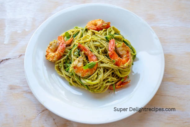 Keto zucchini noodles with garlic shrimp